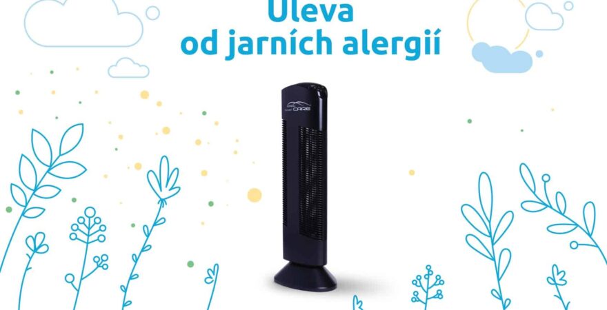 Grafika, kde černá čistička vzduchu Ionic-CARE čistí vzduch od pylových alergenů